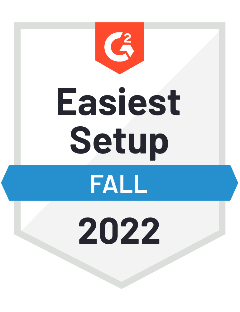 G2 badge Easiest Setup Fall 2022