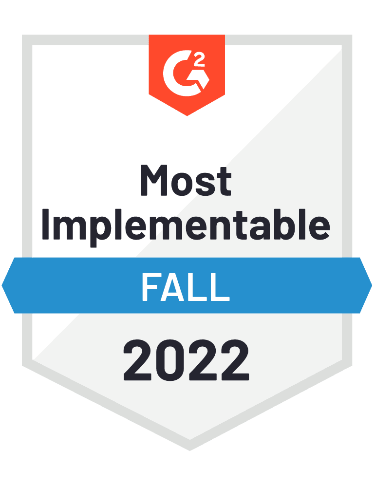 G2 badge Most Implementable 2022