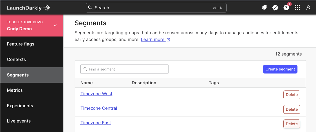 Timezone segments product UI
