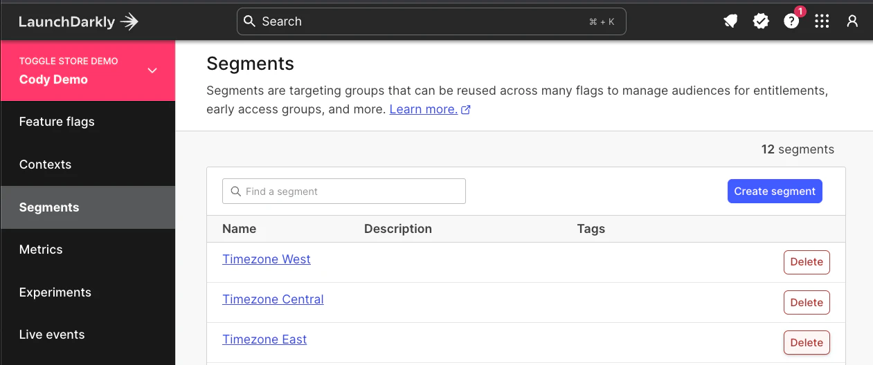 Timezone segments product UI