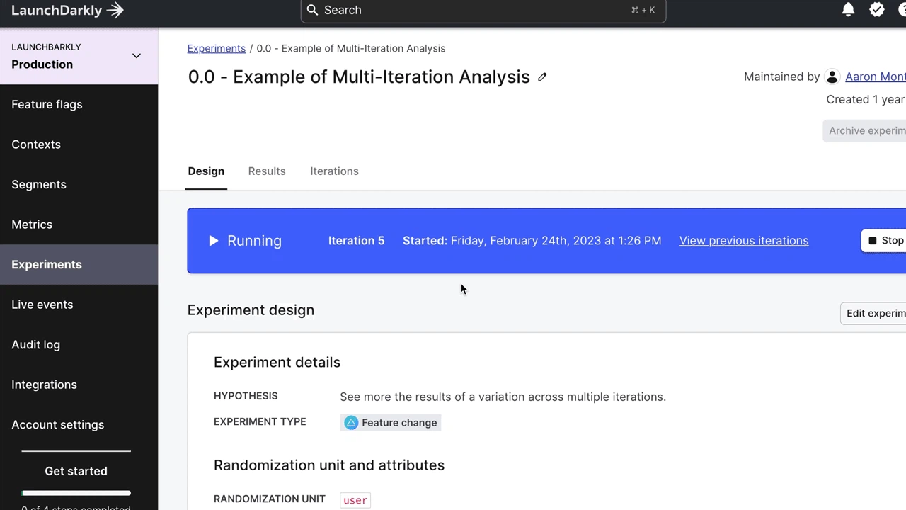 LaunchDarkly experiment results g