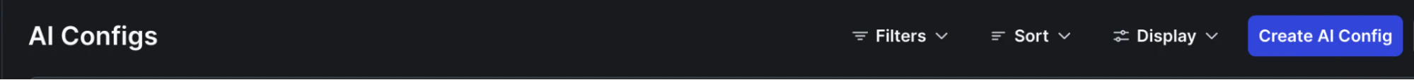 The Create config button in the top-right corner of the AI Configs page