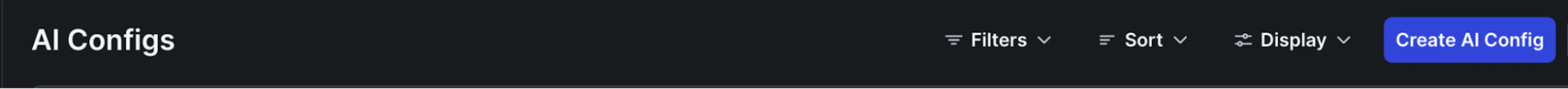 The Create config button in the top-right corner of the AI Configs page