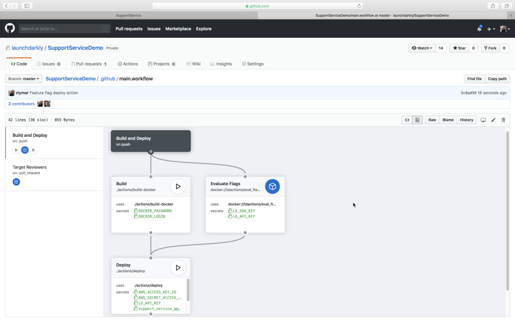 Screenshot of GitHub Actions visual editor 