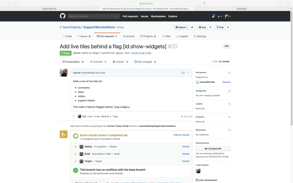Screenshot of a LaunchDarkly GitHub Actions workflow