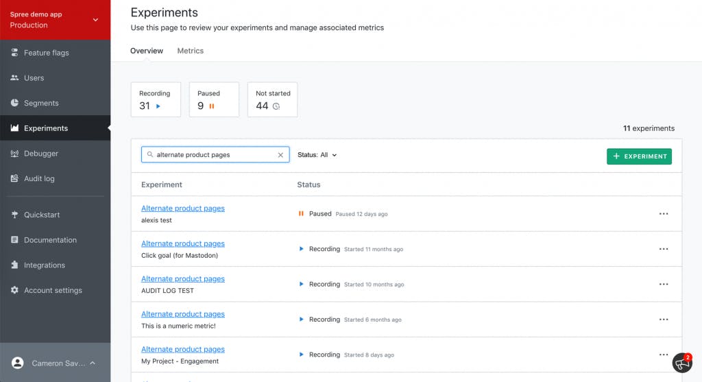 experiments-dashboard