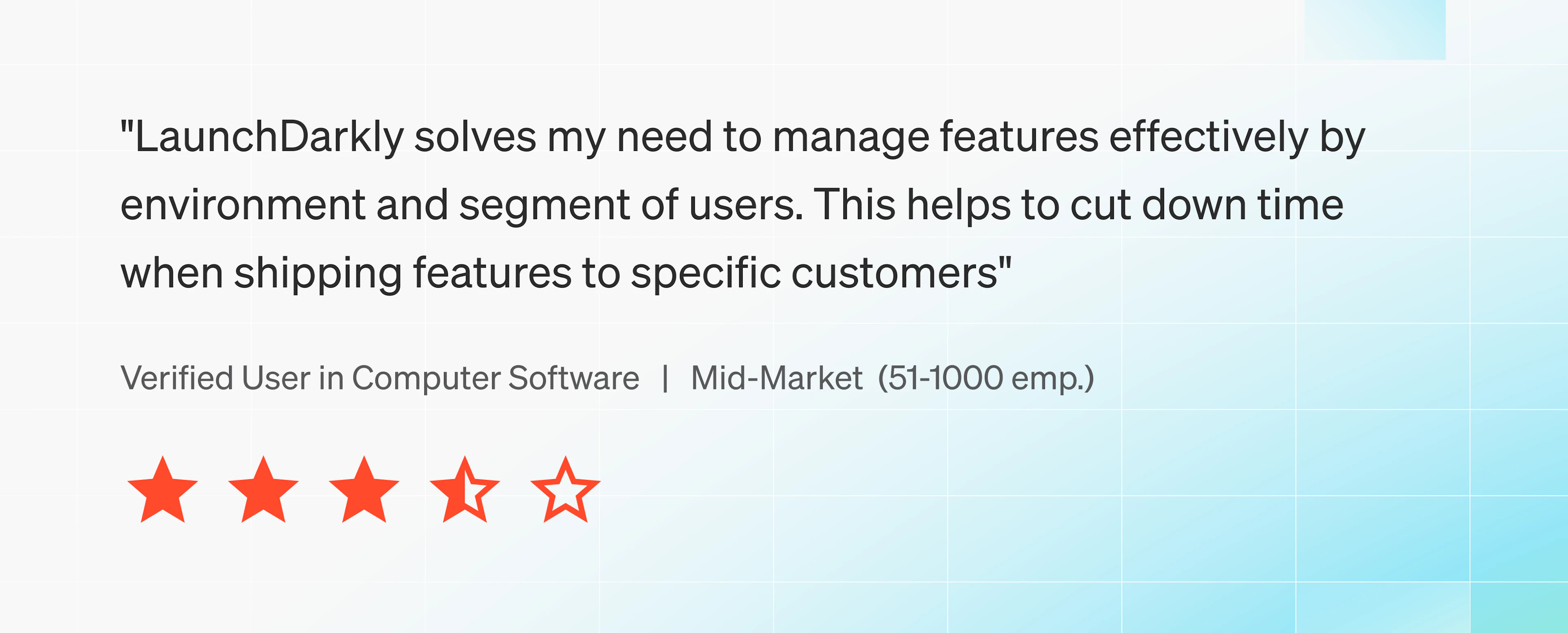 LaunchDarkly solves my need to manage features effectively by environment and segment of users. This helps to cut down time when shipping features to specific customers.