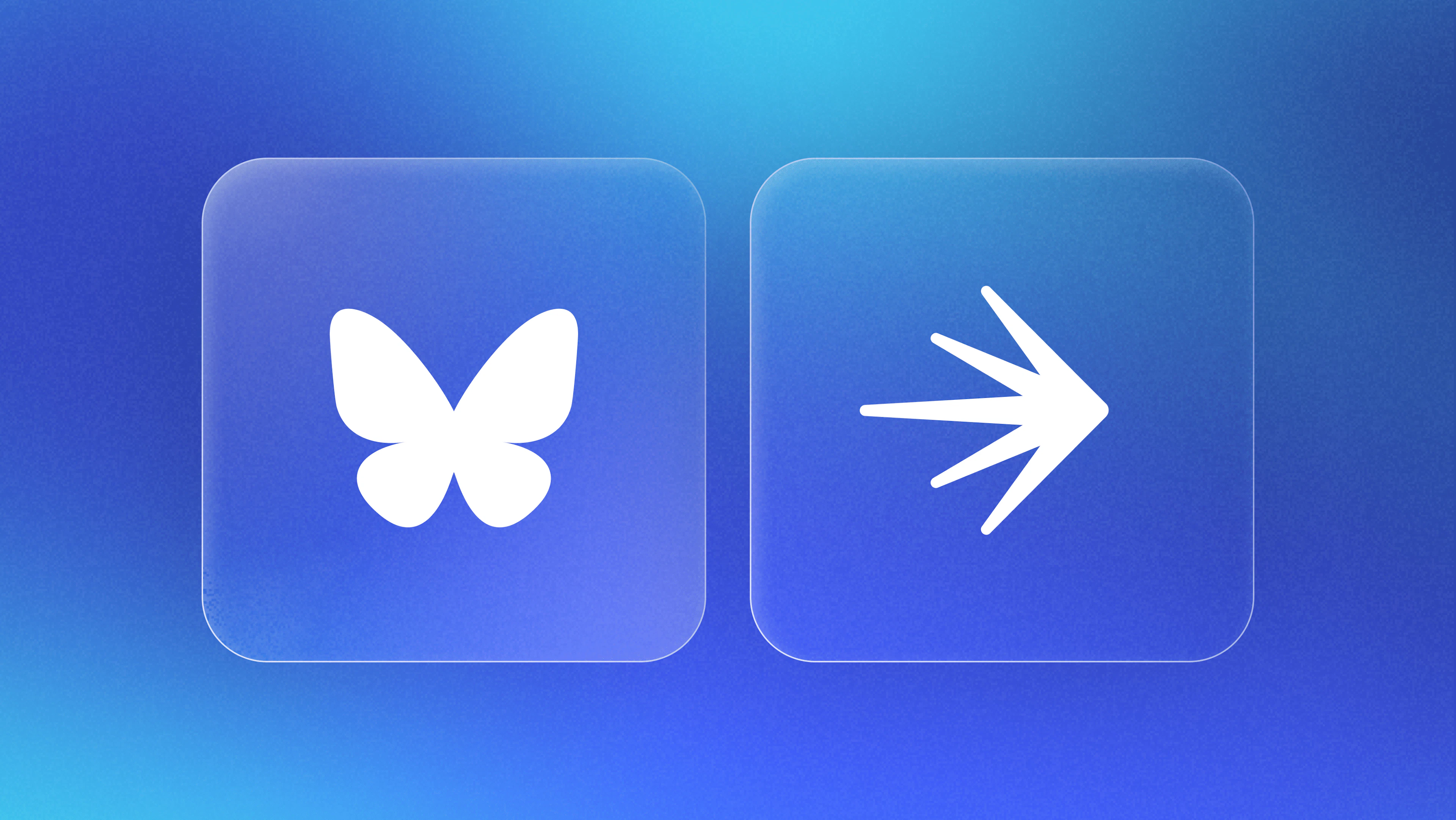 white Bluesky and LaunchDarkly logos on a blue gradient background.