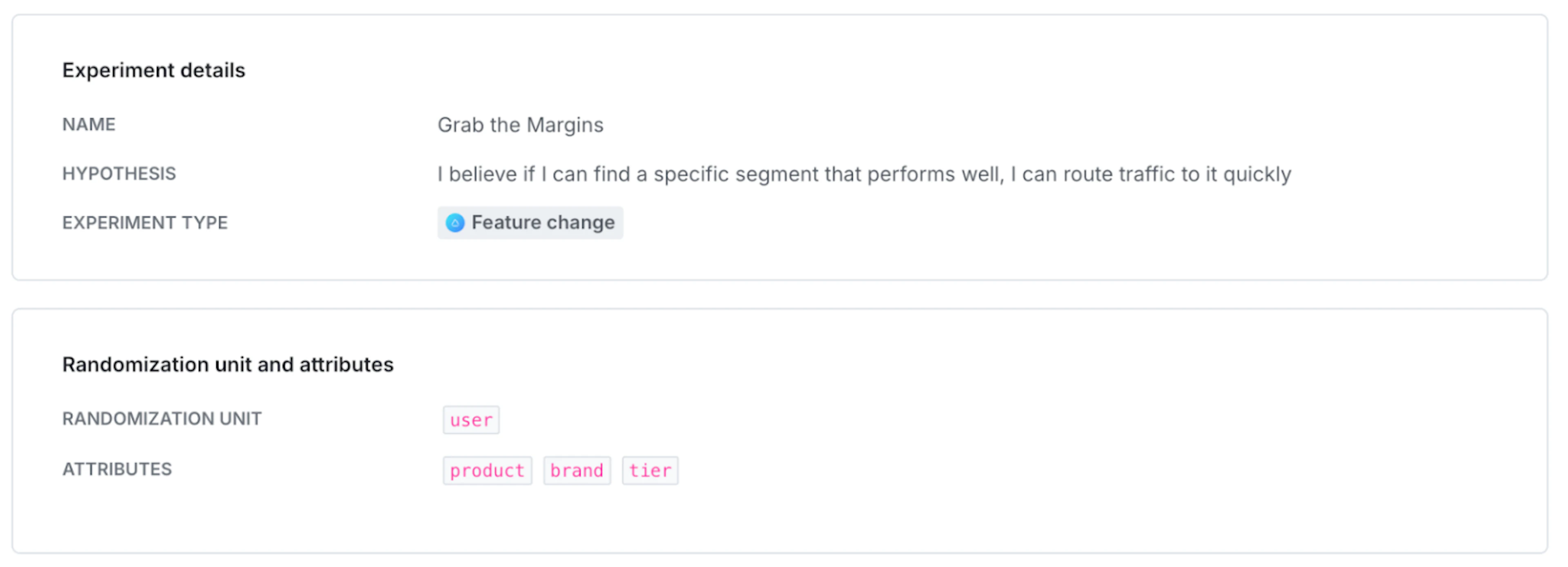 Note: I’m using the same attributes here, but this is a new experiment