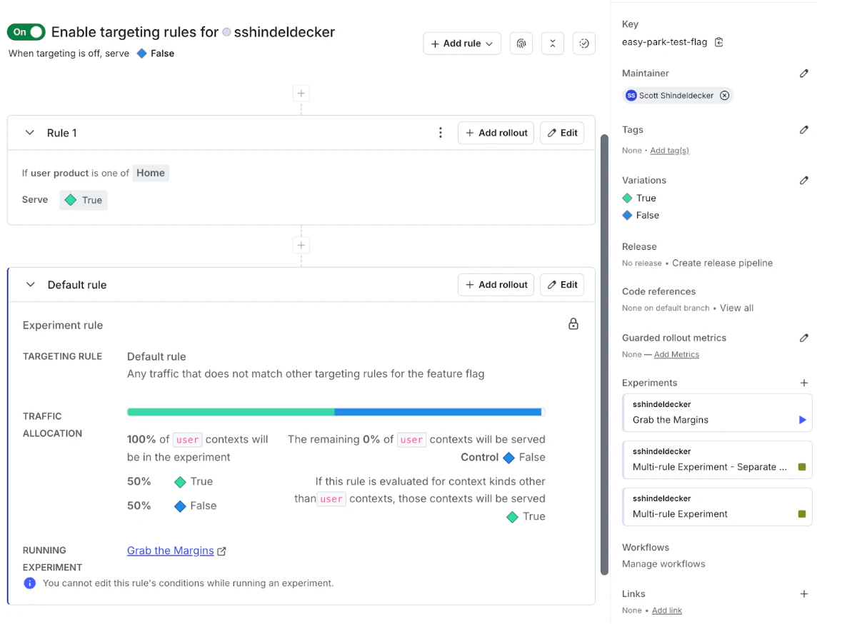 Targeting rules in LaunchDarkly