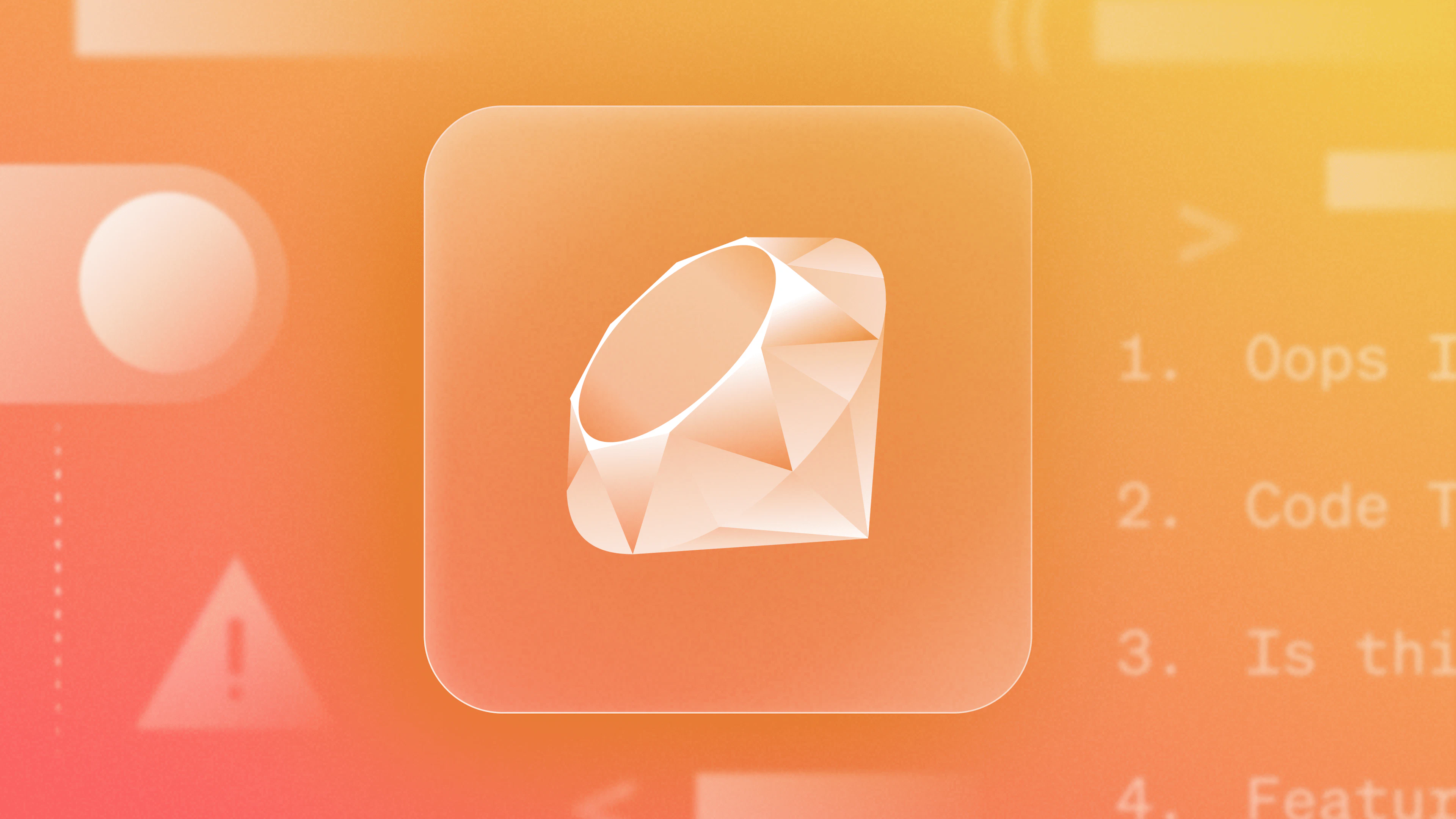 White Ruby logo floating on a orange-yellow gradient background.