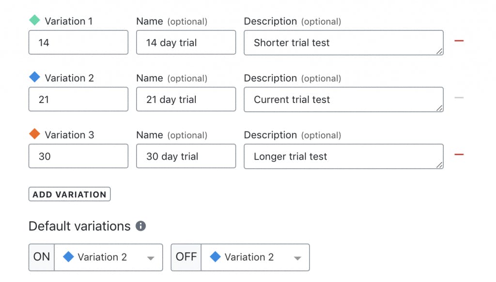 Multivariate flag with customized default variations