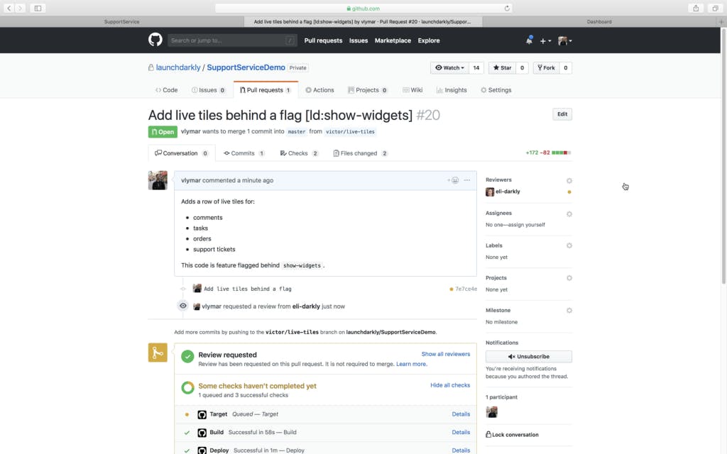 Screenshot of LaunchDarkly GitHub Actions workflow