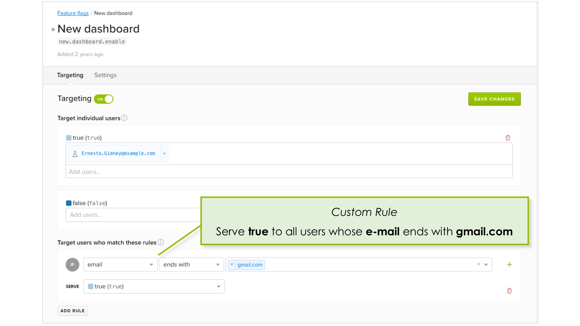 LaunchDarkly Custom Targeting Rule