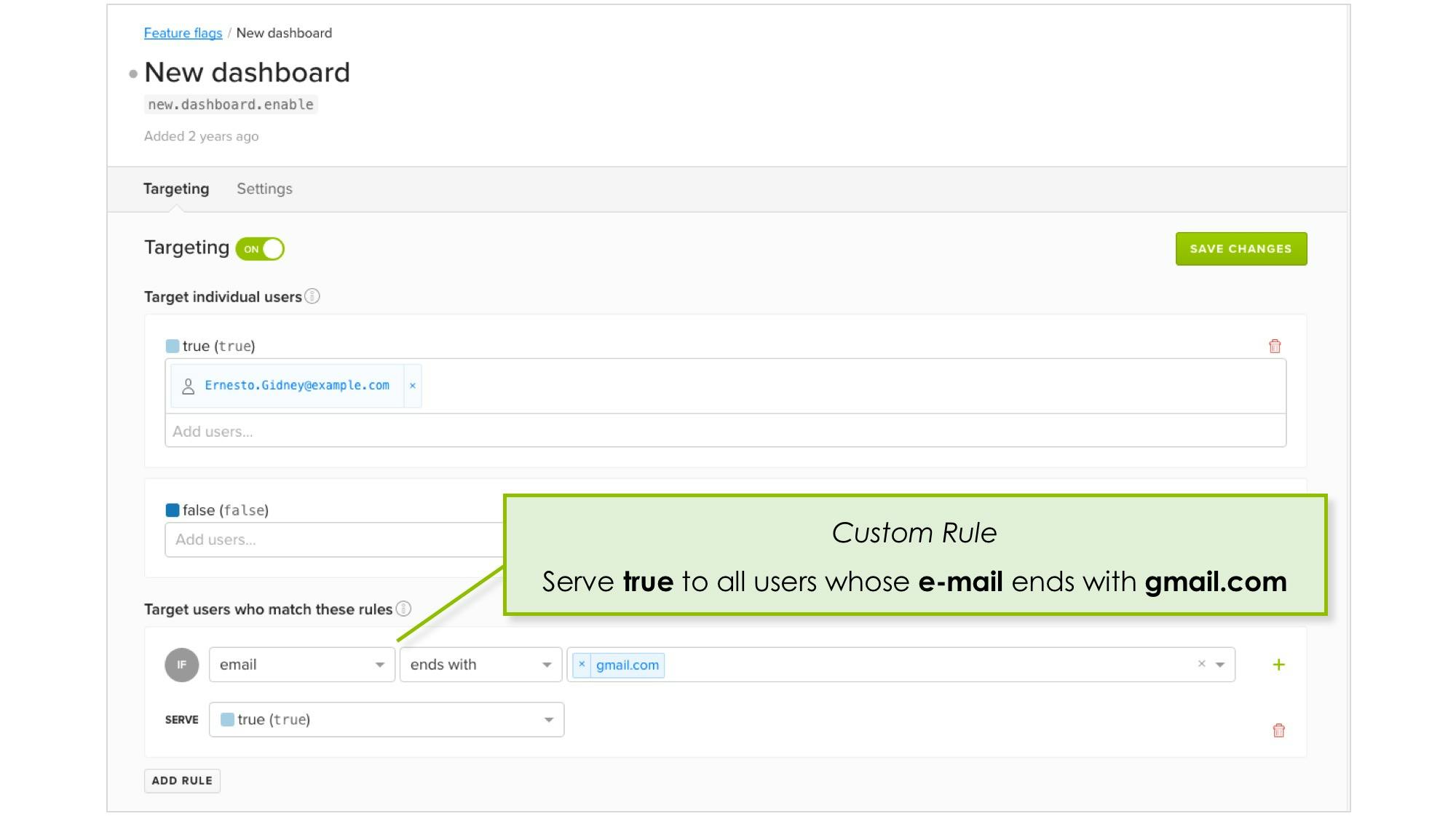 LaunchDarkly Custom Targeting Rule