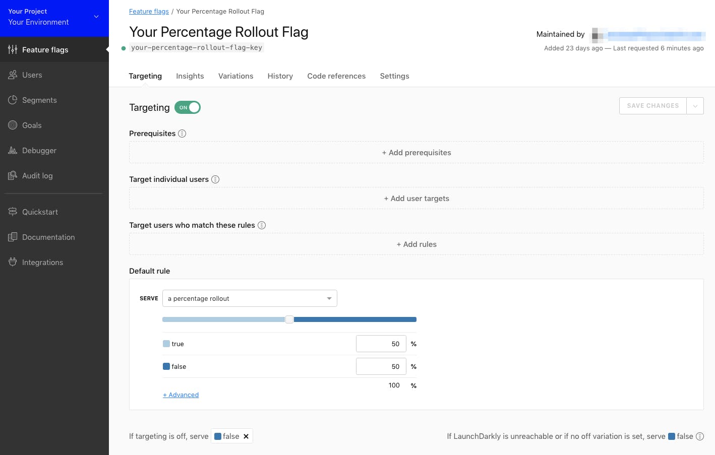 Fields available on the targeting page in the GUI
