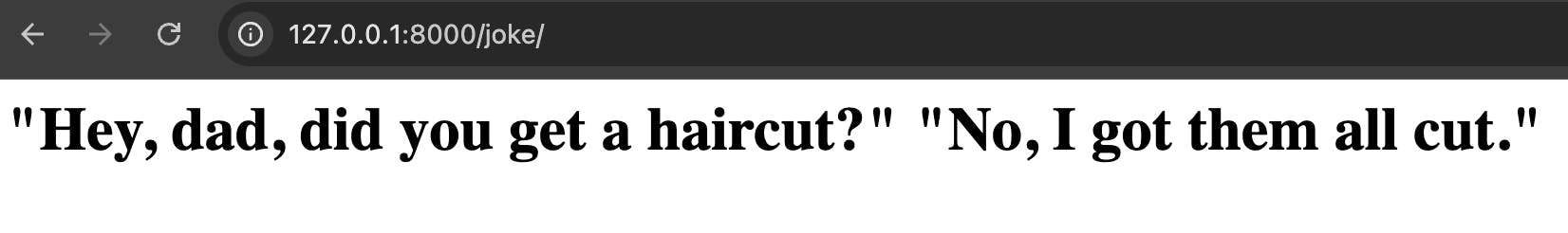 A webpage that says "Hey dad did you get a haircut? No I got them all cut."