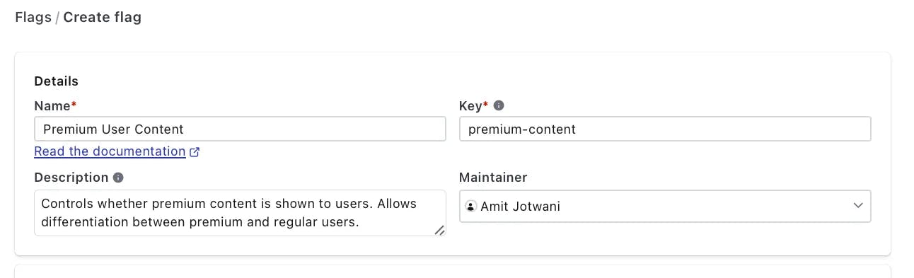 Create flag configuration screen.