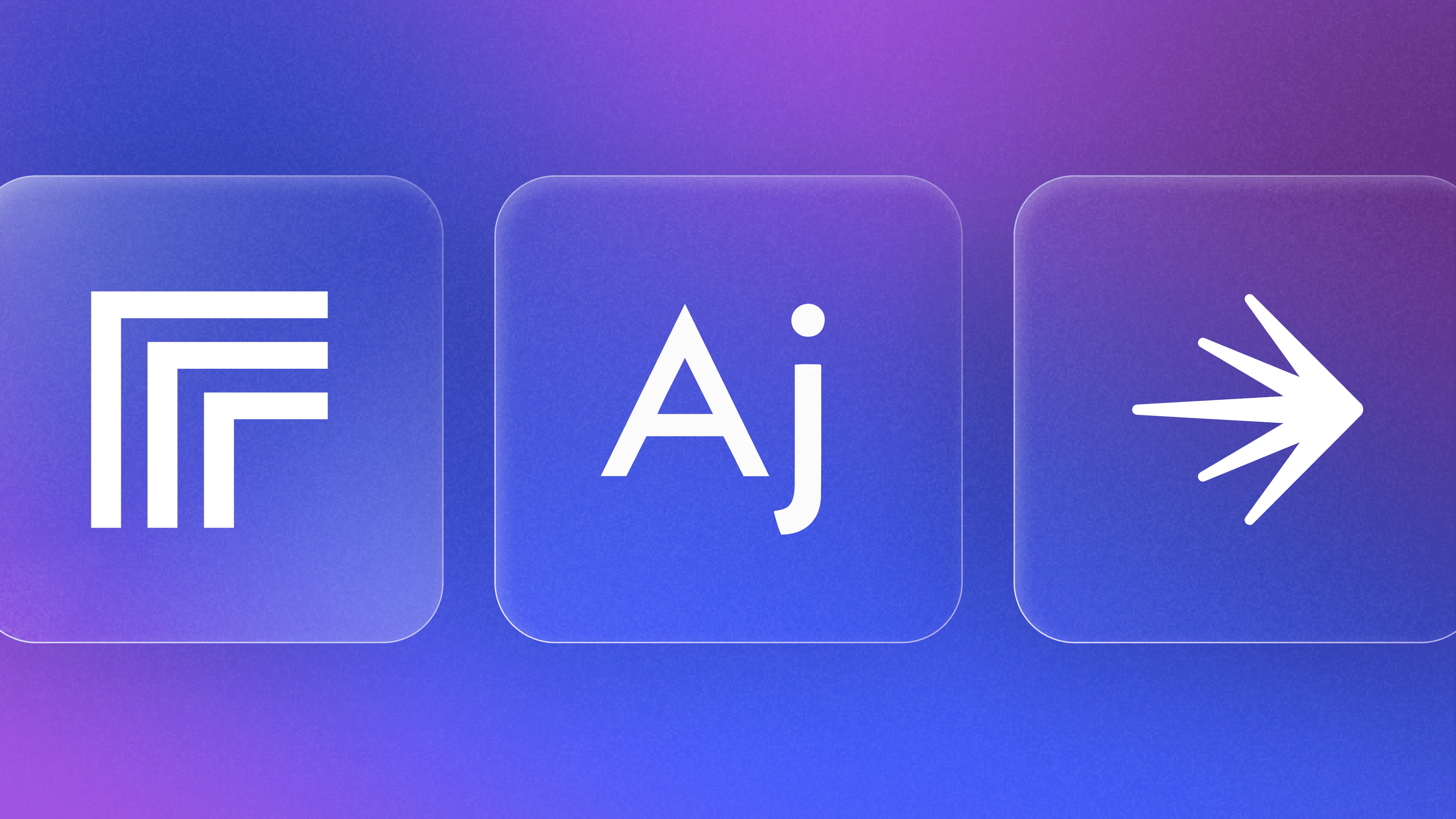 Three icons on a gradient blue and purple background, featuring a stylized "R" logo on the left for Replicate, "Aj" logo in the center for ArcJet, and the LaunchDarkly pointing to the right on the right side