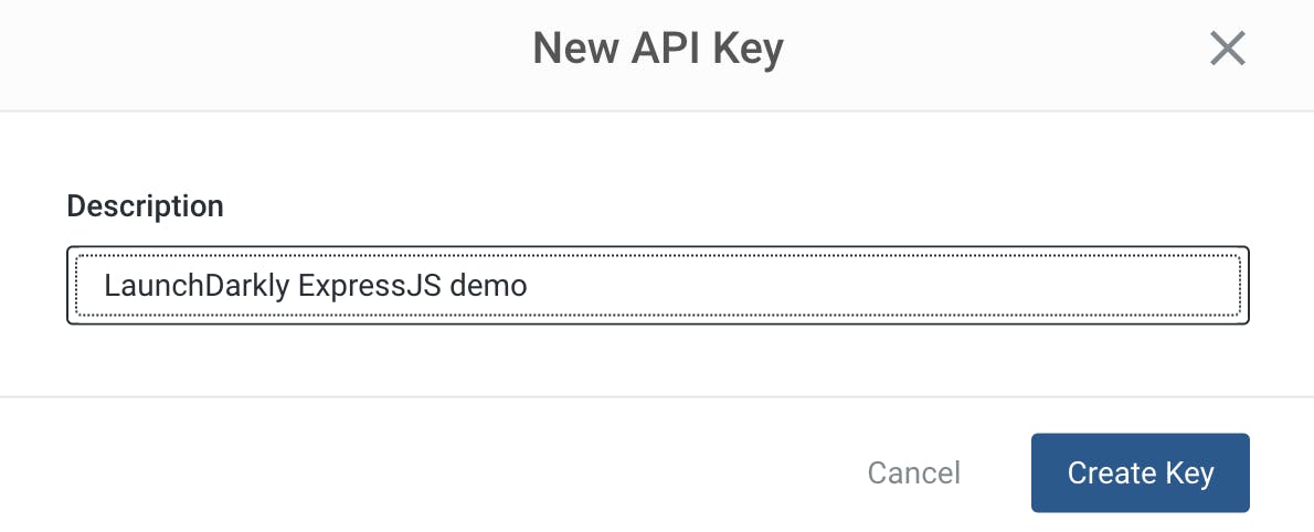 Screenshot of modal for creating a Mailgun API key.