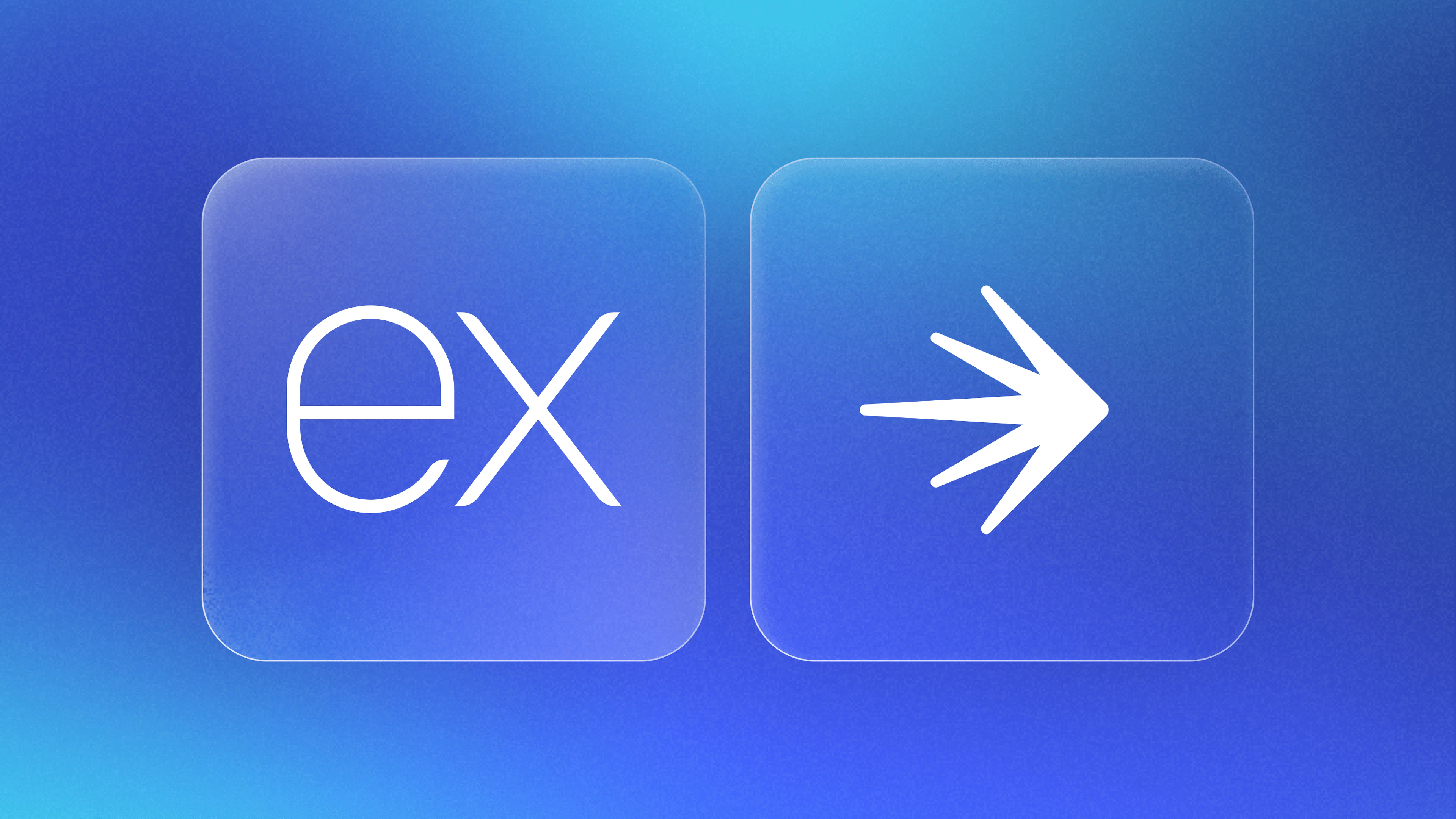 white Express and LaunchDarkly logos on a blue gradient bakground.