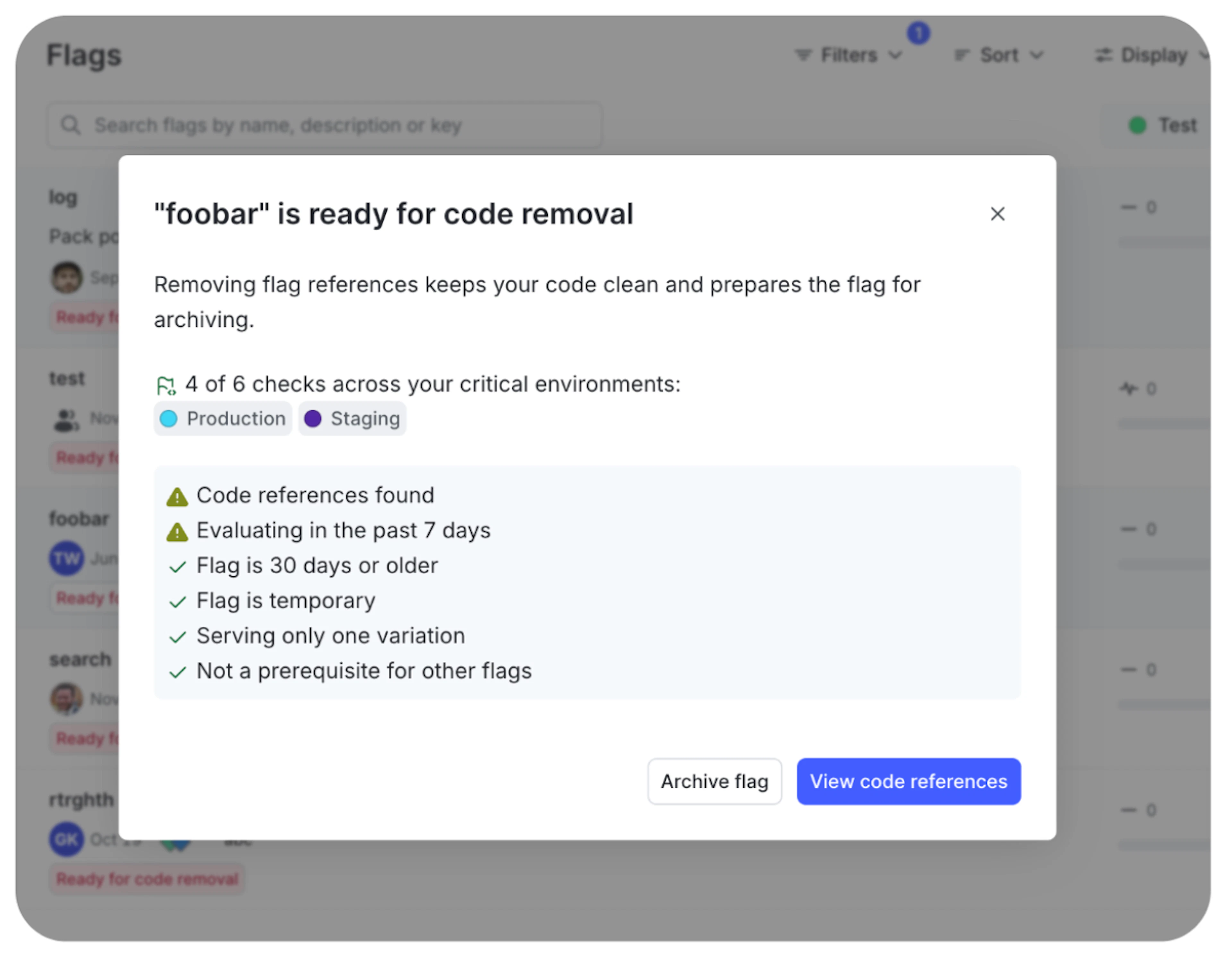 Example of a flag that needs to be removed from code
