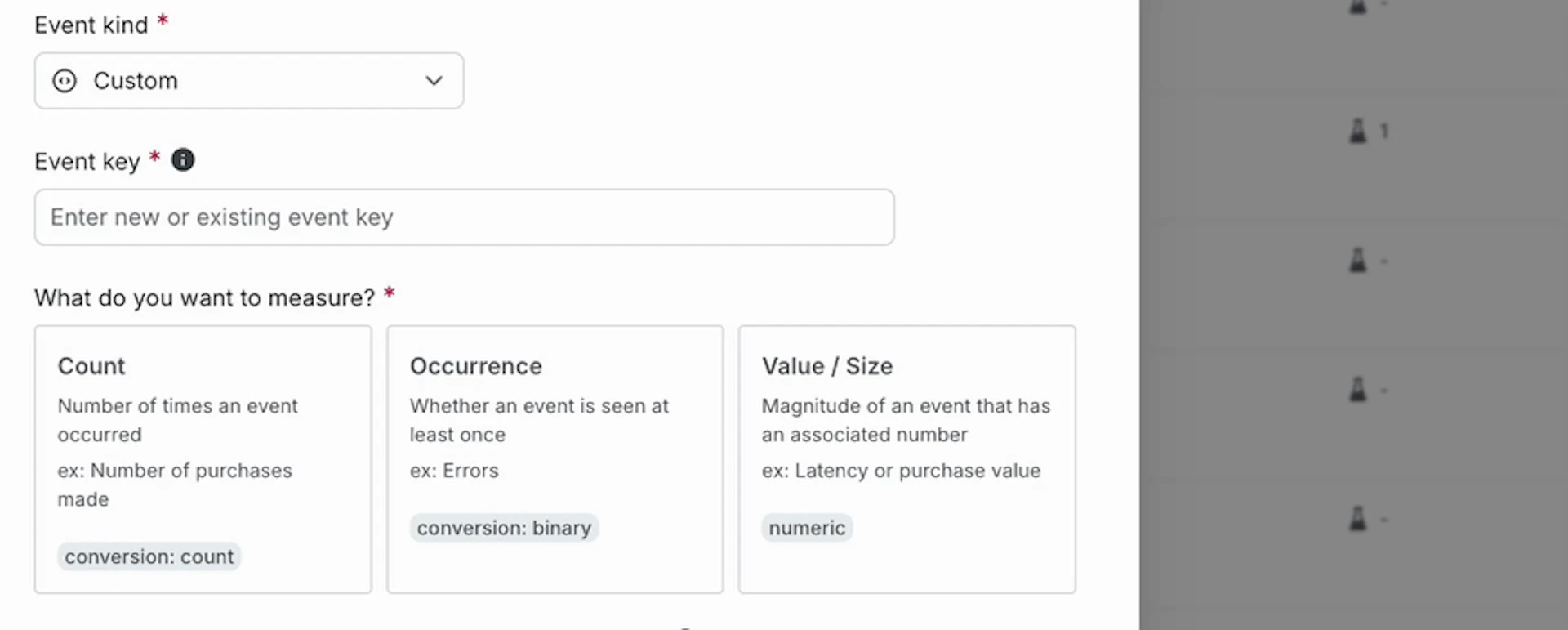 Gif showing event selector suggestions