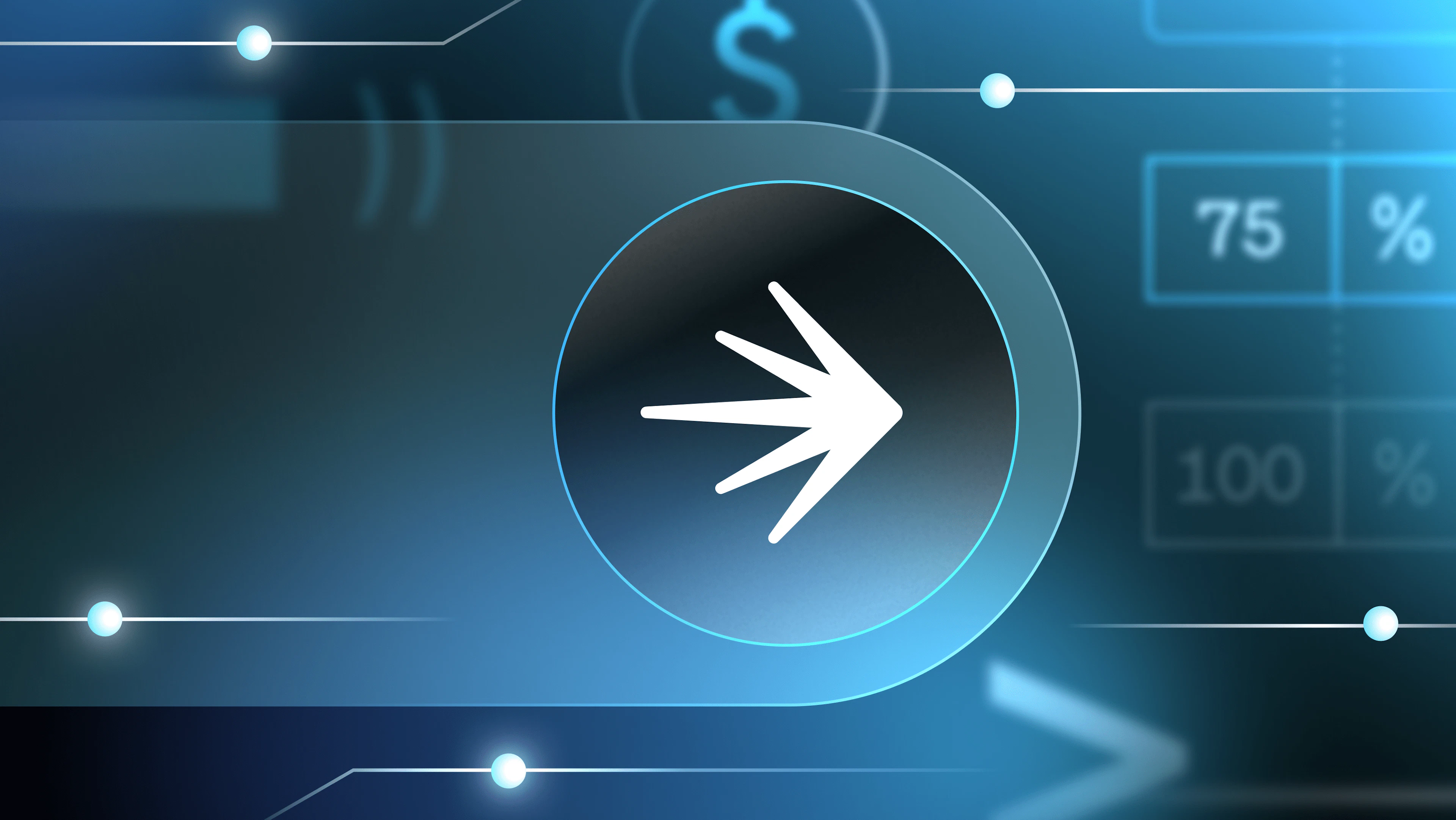 An abstract image of a screen in gradients of blue and black with a white LaunchDarkly logo in the center.