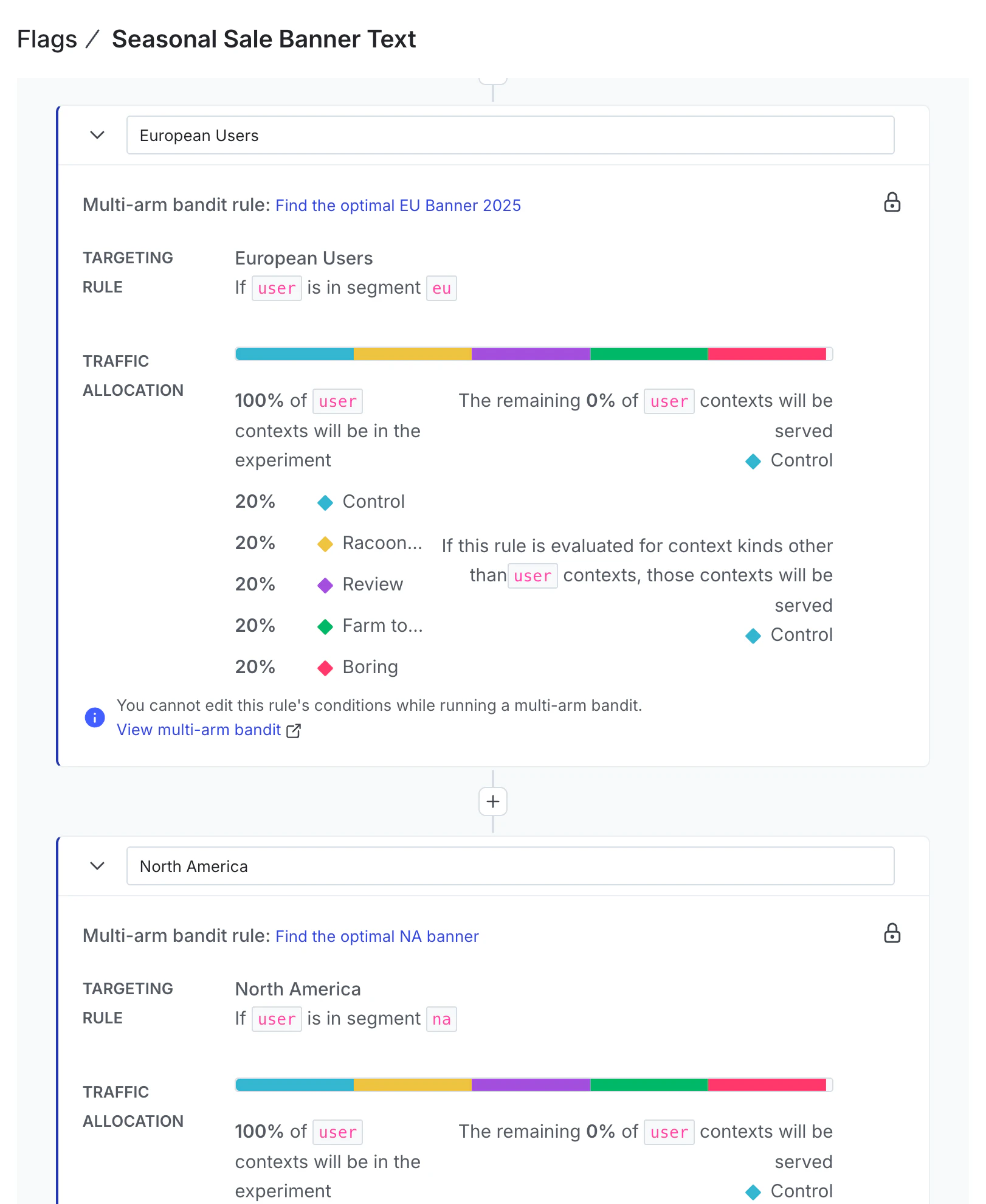 A screen showing traffic allocation for users in the European region.