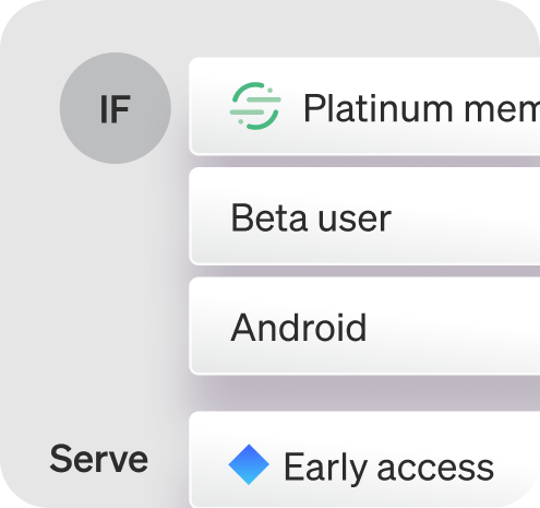 Target by user, device, version, environment, custom attribute