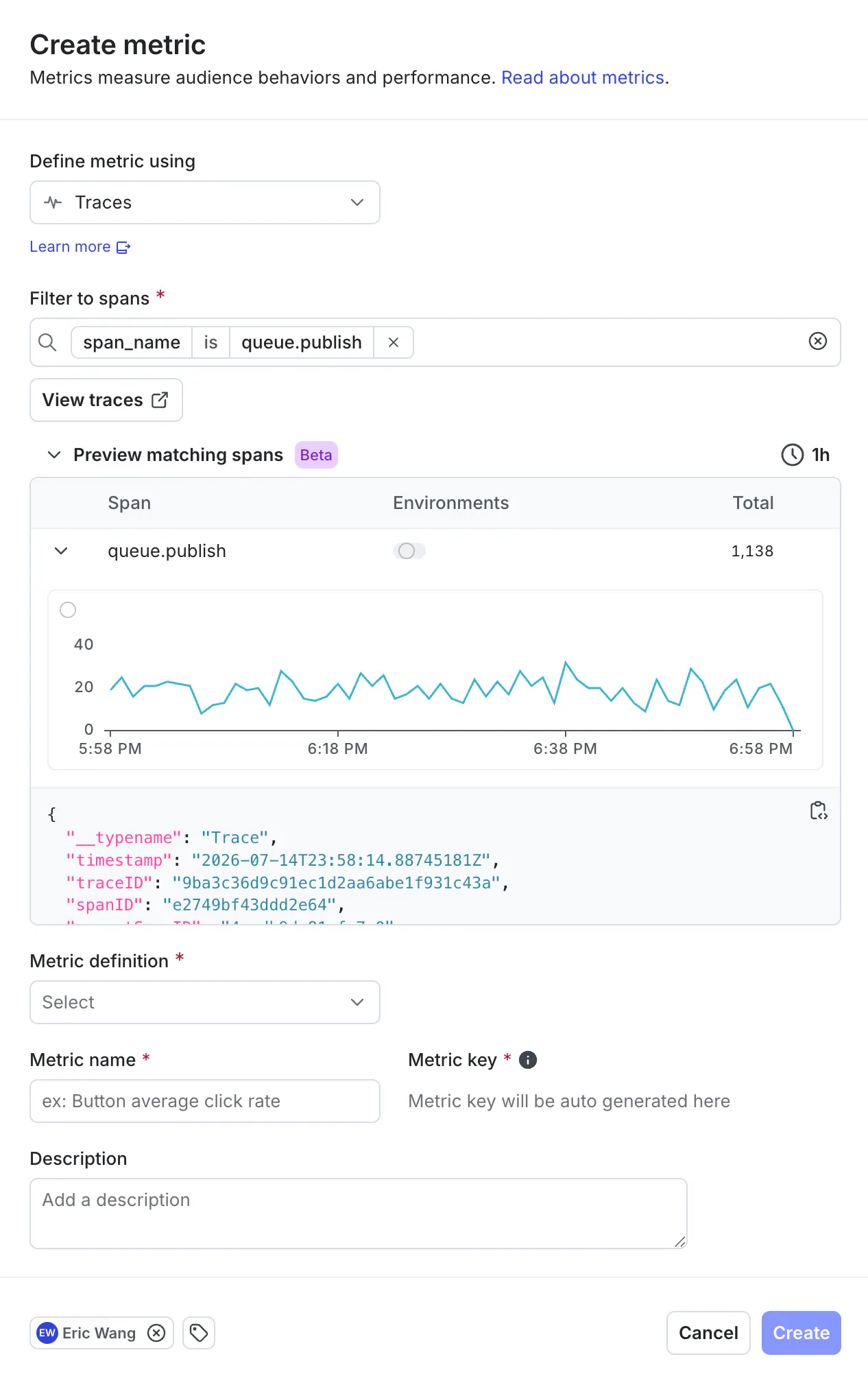 Create a metric from a trace query
