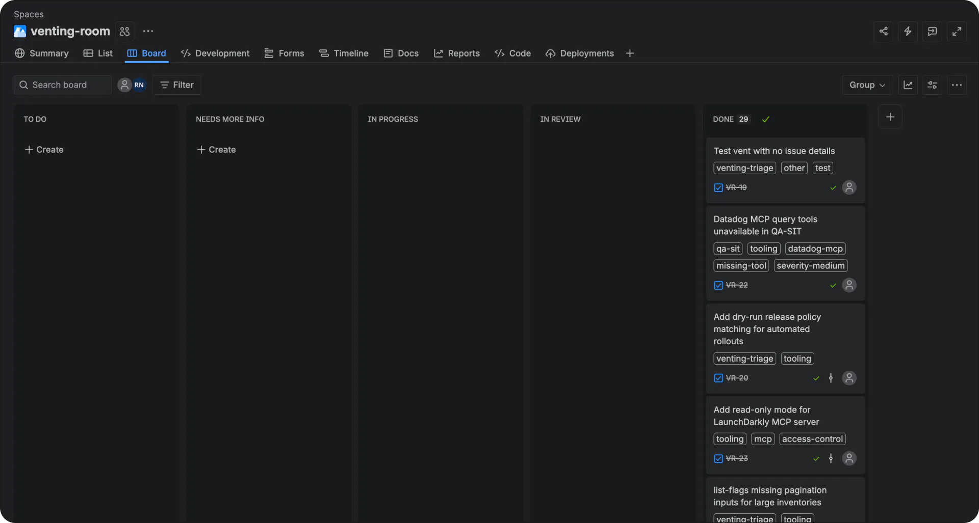 An empty jira board