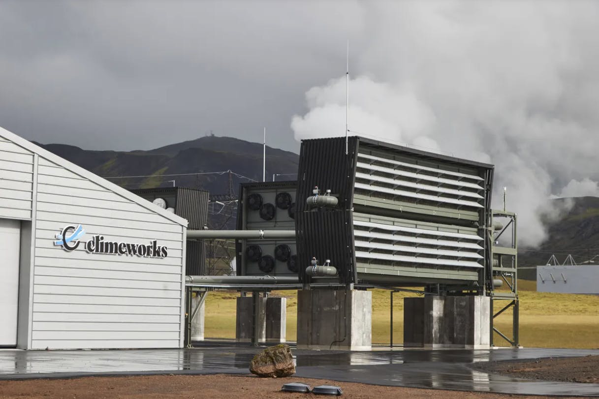 An exterior image of the Climeworks building.