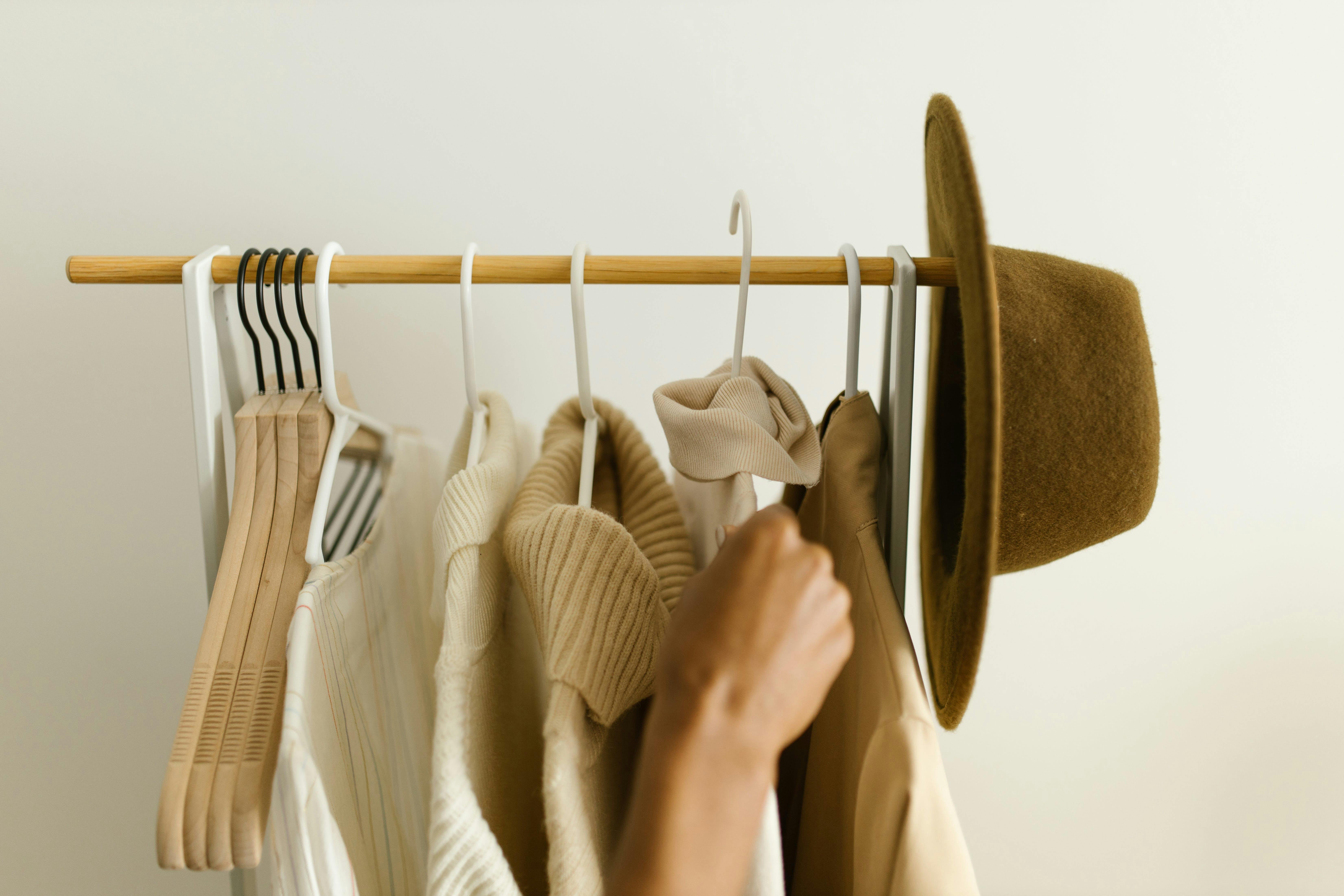 Clothes hanged on hangers