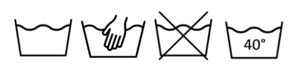 (Left to right) Bucket of water, hand in water bucket, crosses out bucket of water, a bucket of water with numbers on it