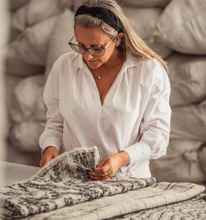 Mariella Ienna vetting textile quality