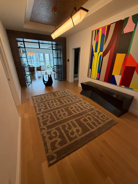Chhaya Afghan wool and bamboo silk rug in Manhattan apartment