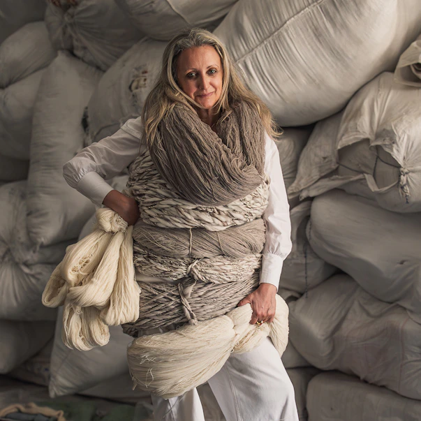 Mariella Ienna wrapped in yarns