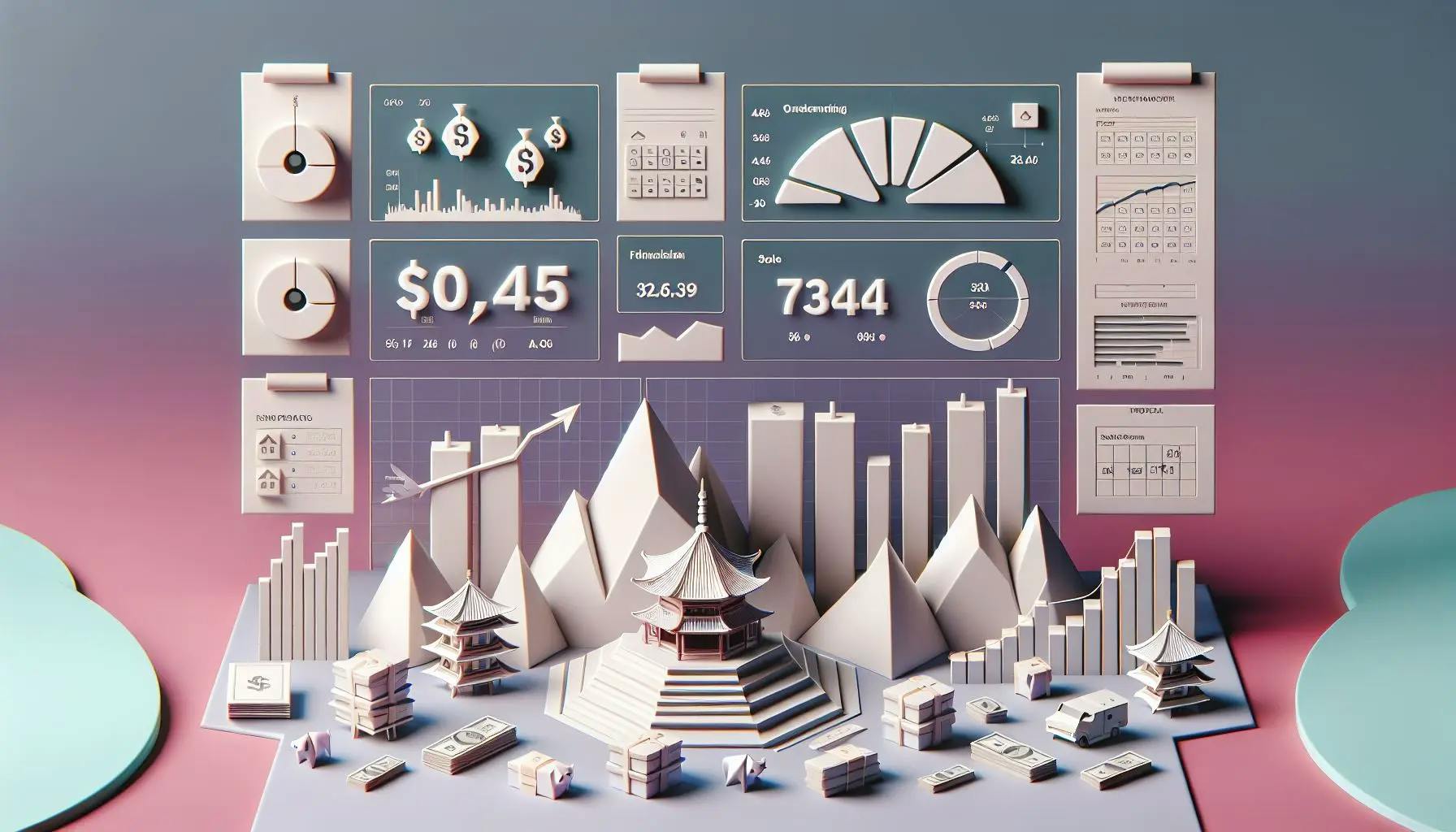 3d render of a financial dashboard