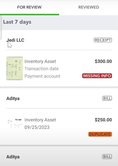 qbo ai automatically enters transactions using OCR on receipts captured from the QuickBooks mobile app.