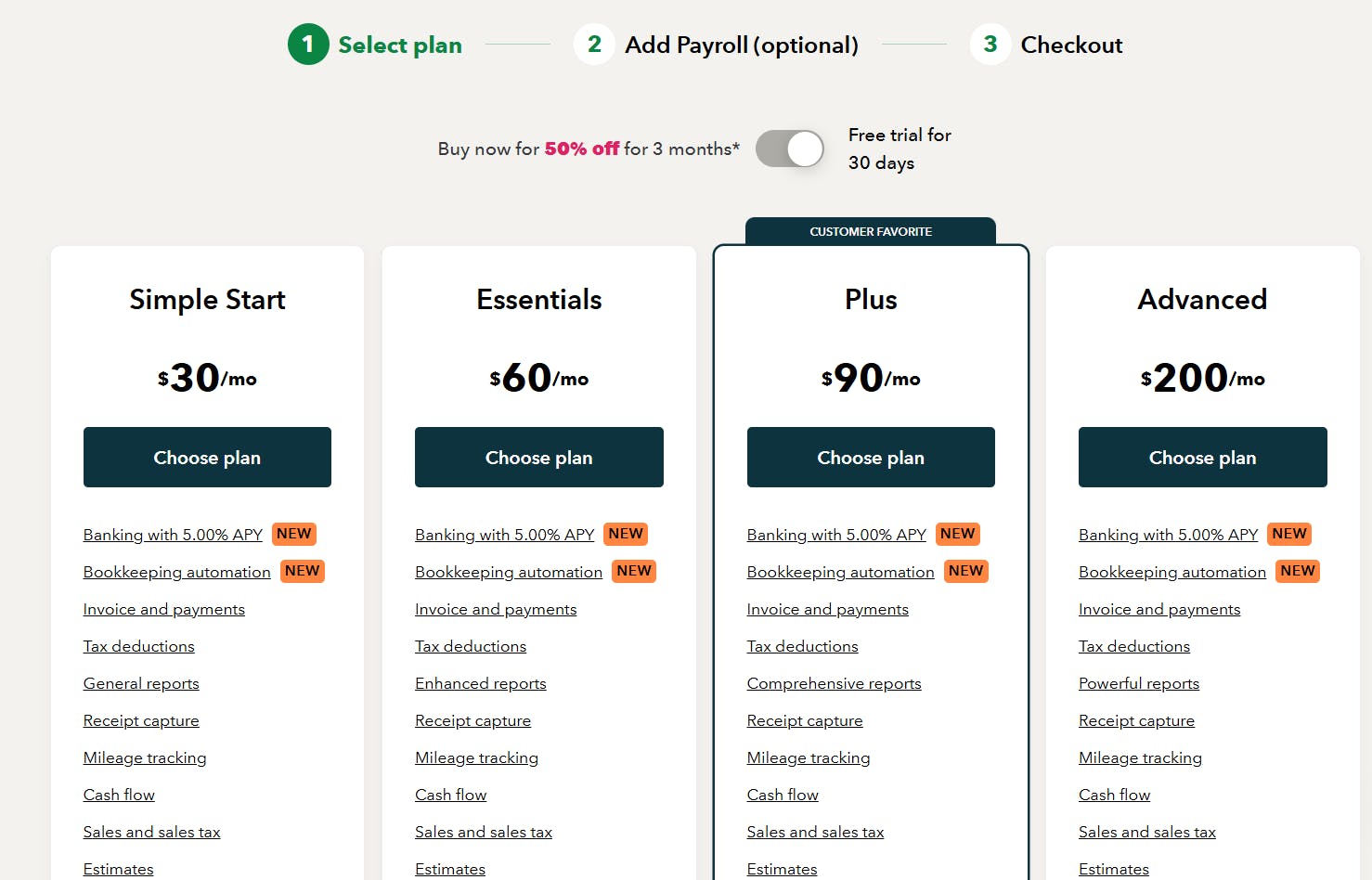 quickbooks online pricing plans