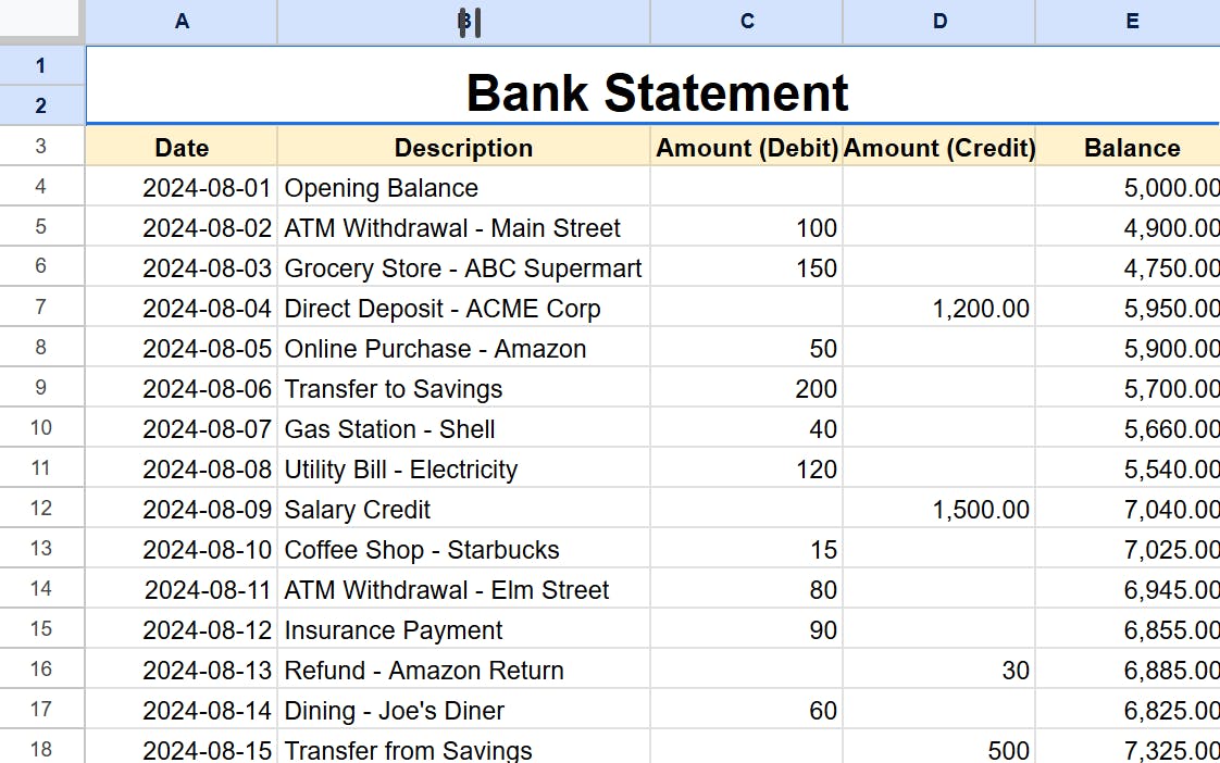 bank reconciliation using bank satatement