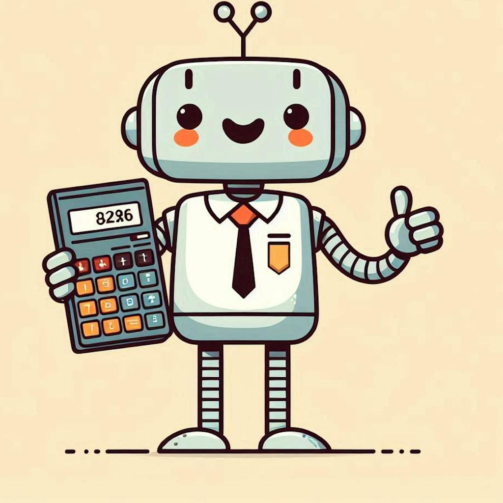 dedicated bookkeeper robot holding a calculator