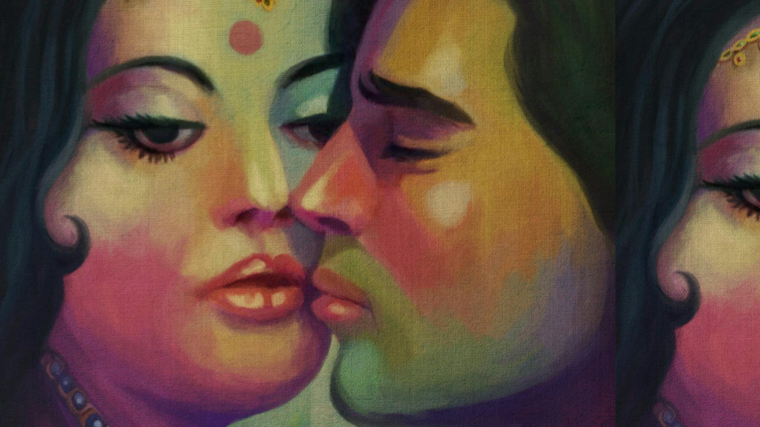 Peinture d'une femme et un homme Indiens