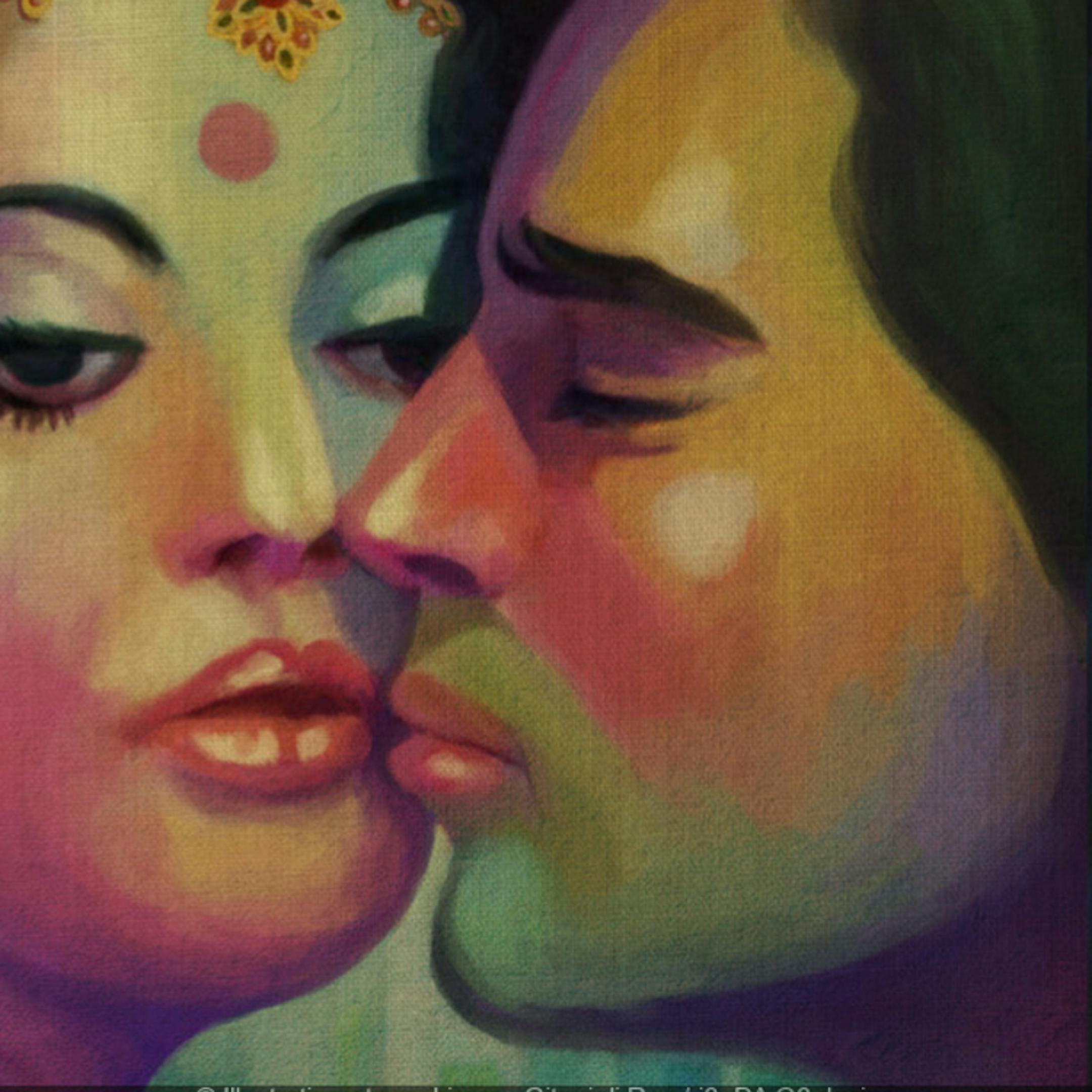 Peinture d'une femme et un homme Indiens