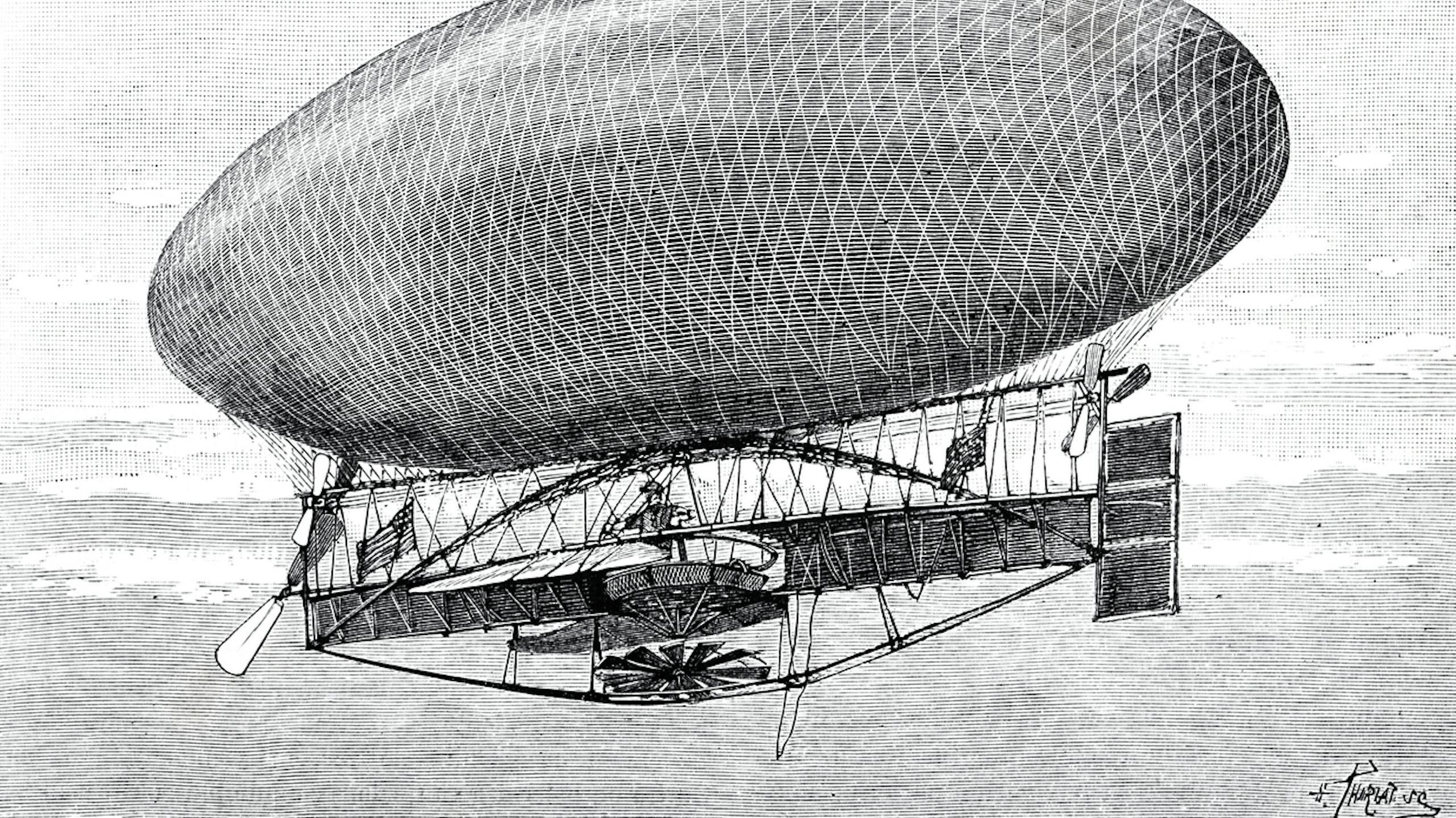 Dirigeable aérostat de M.C. Campbell, perdu en mer le 10 juillet 1889