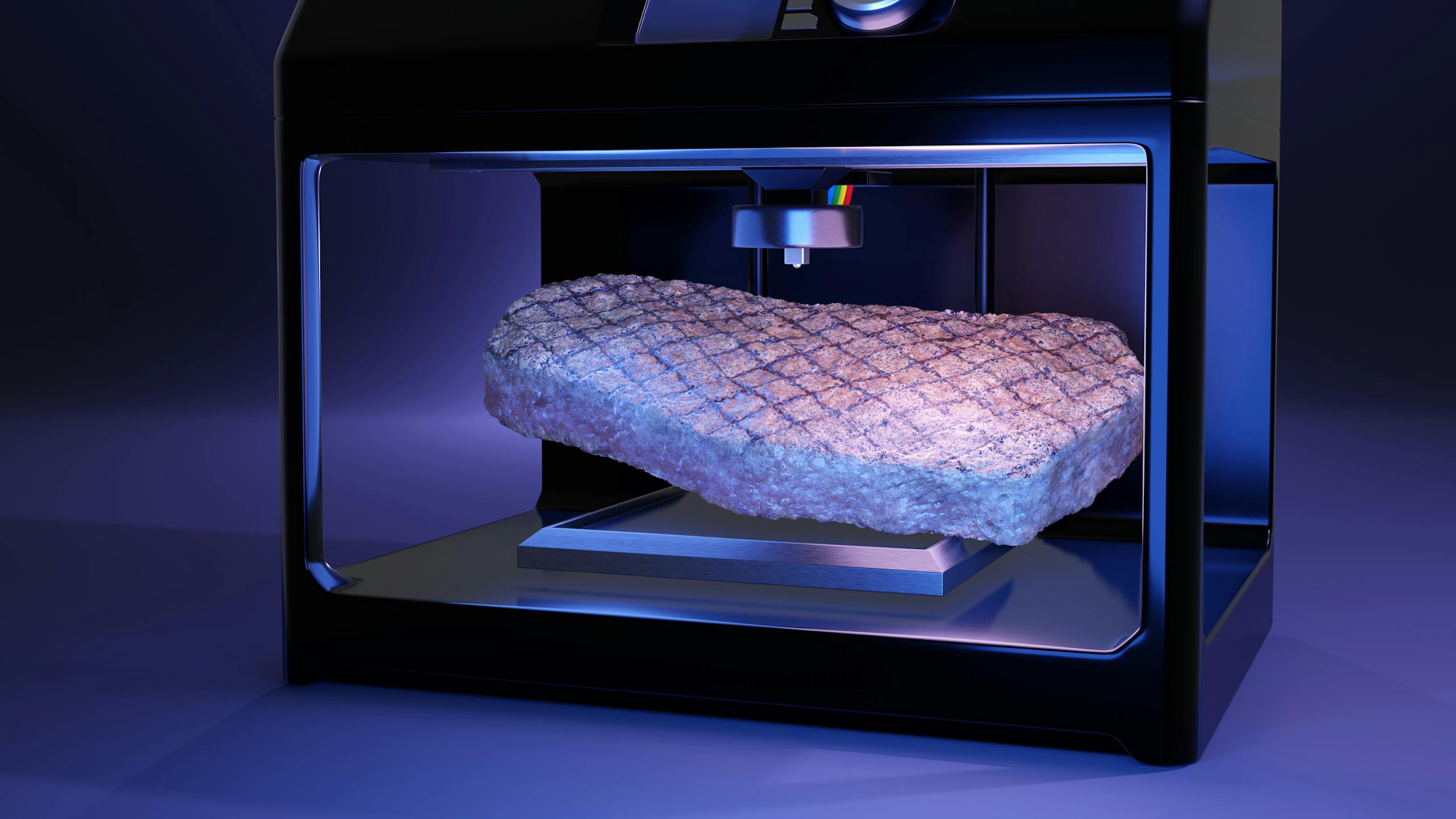 Imprimante 3D imprimant un steak comestible