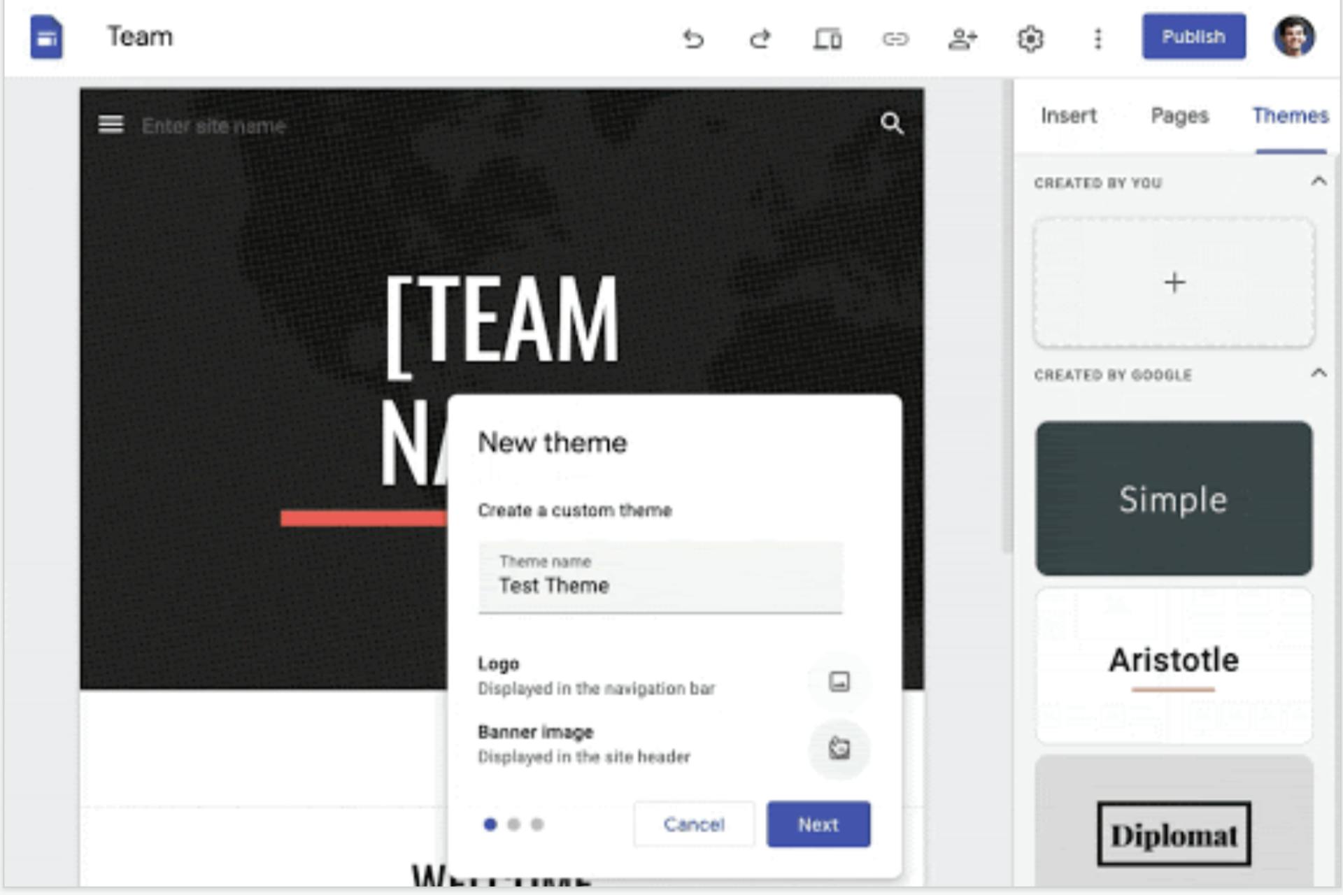 screenshot showing the theme customization interface