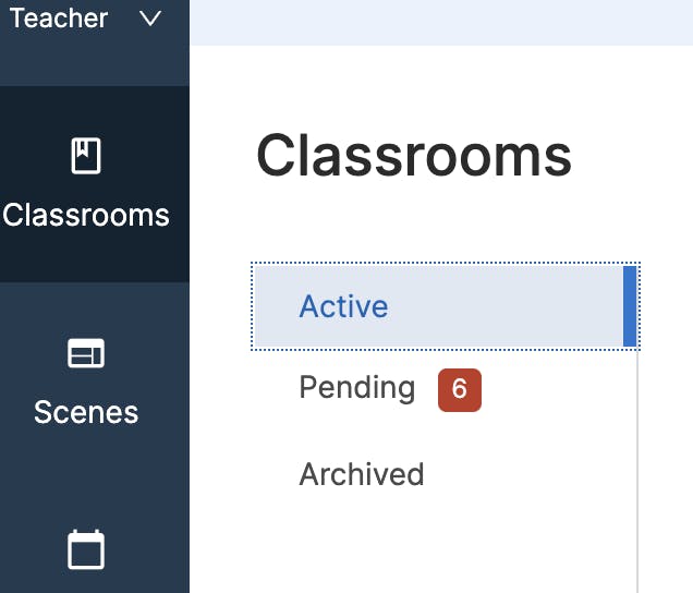 screenshot showing 6 pending classes to be accepted