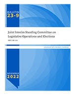 Front cover of "Bulletin 23-9: Joint Interim Standing Committee on Legislative Operations and Elections"